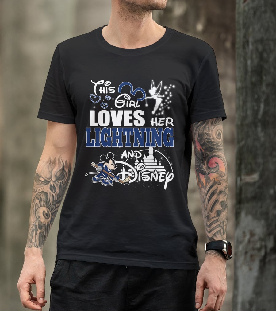 This Girl Loves Her Lightning And Disney With Hockey Mickey And Castle T-Shirt