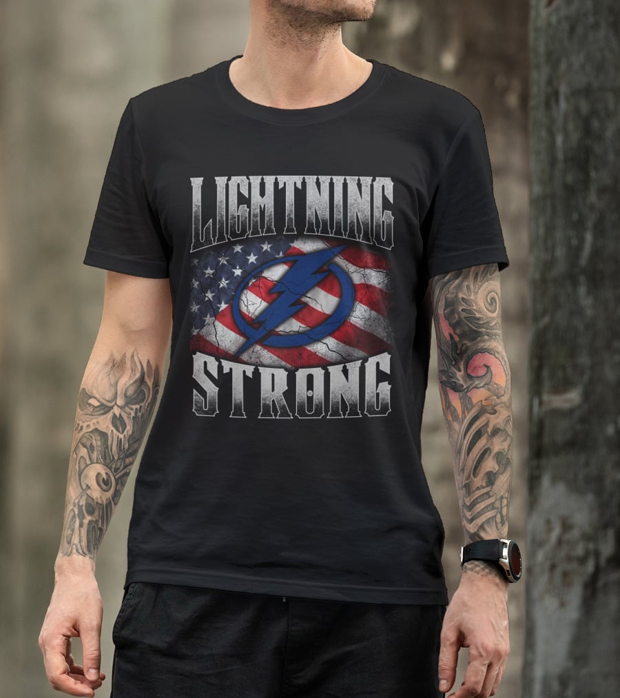 Lightning Strong Tampa Bay American Flag T-Shirt