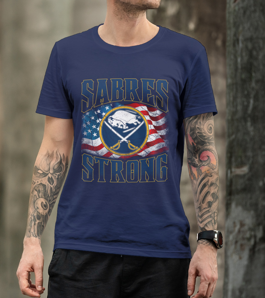 Sabres Strong Buffalo American Flag T-Shirt
