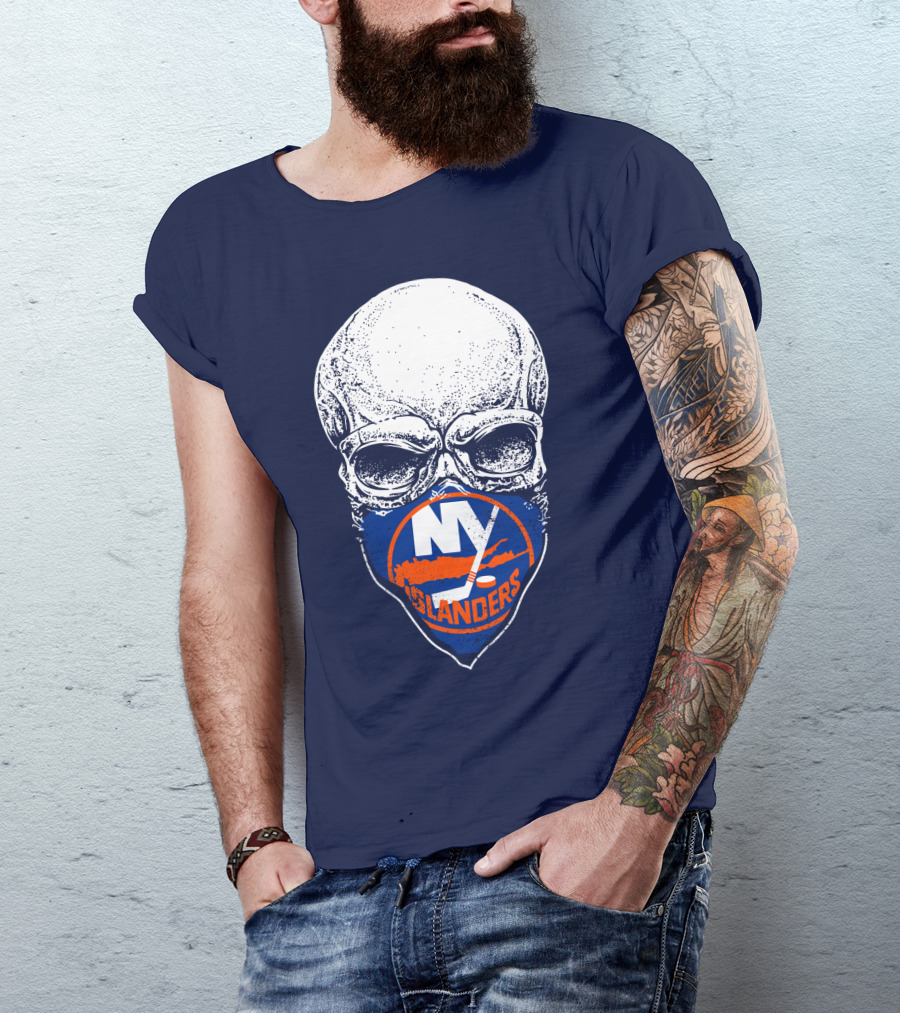 Ny Islanders Skull Logo Hockey Fan T-Shirt
