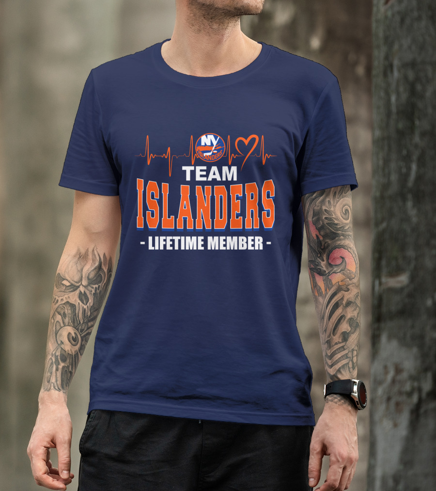 Team Islanders Lifetime Member New York Islanders Heartbeat T-Shirt