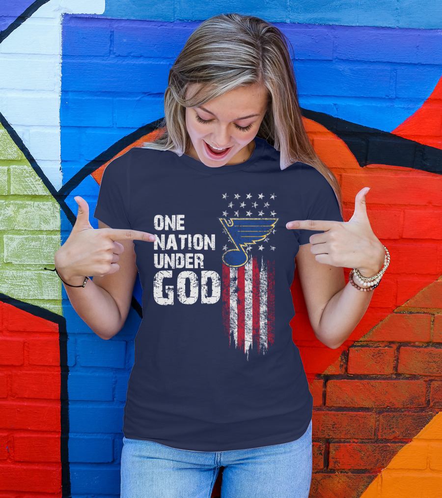 One Nation Under God St. Louis Blues American Flag Stars T-Shirt