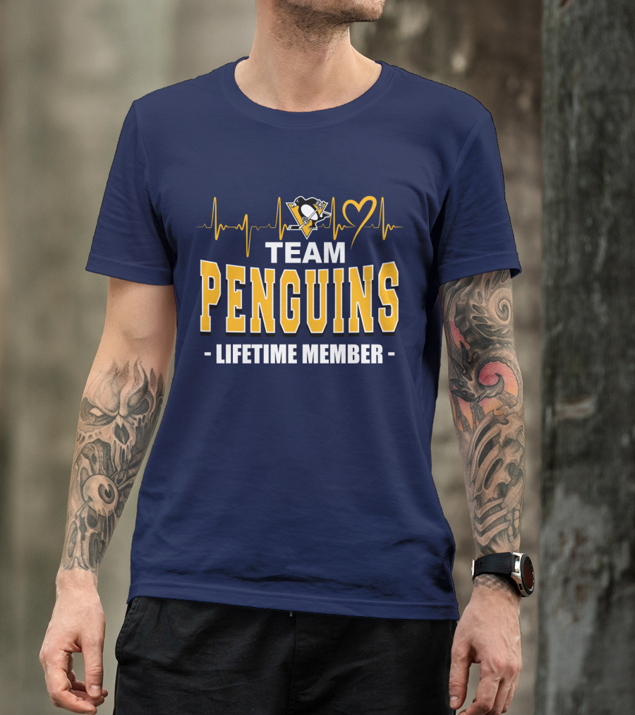 Team Penguins Lifetime Member Pittsburgh Penguins Heartbeat T-Shirt