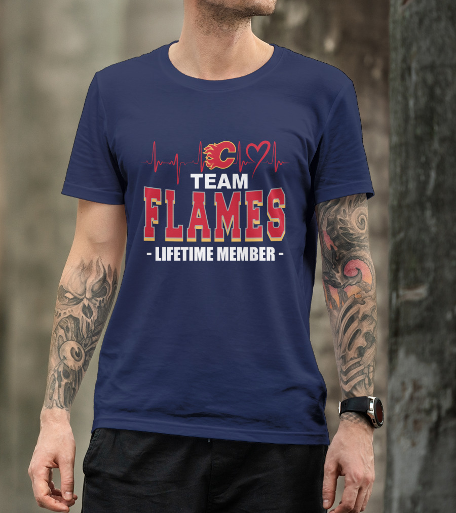 Team Calgary Flames Lifetime Member Heartbeat T-Shirt