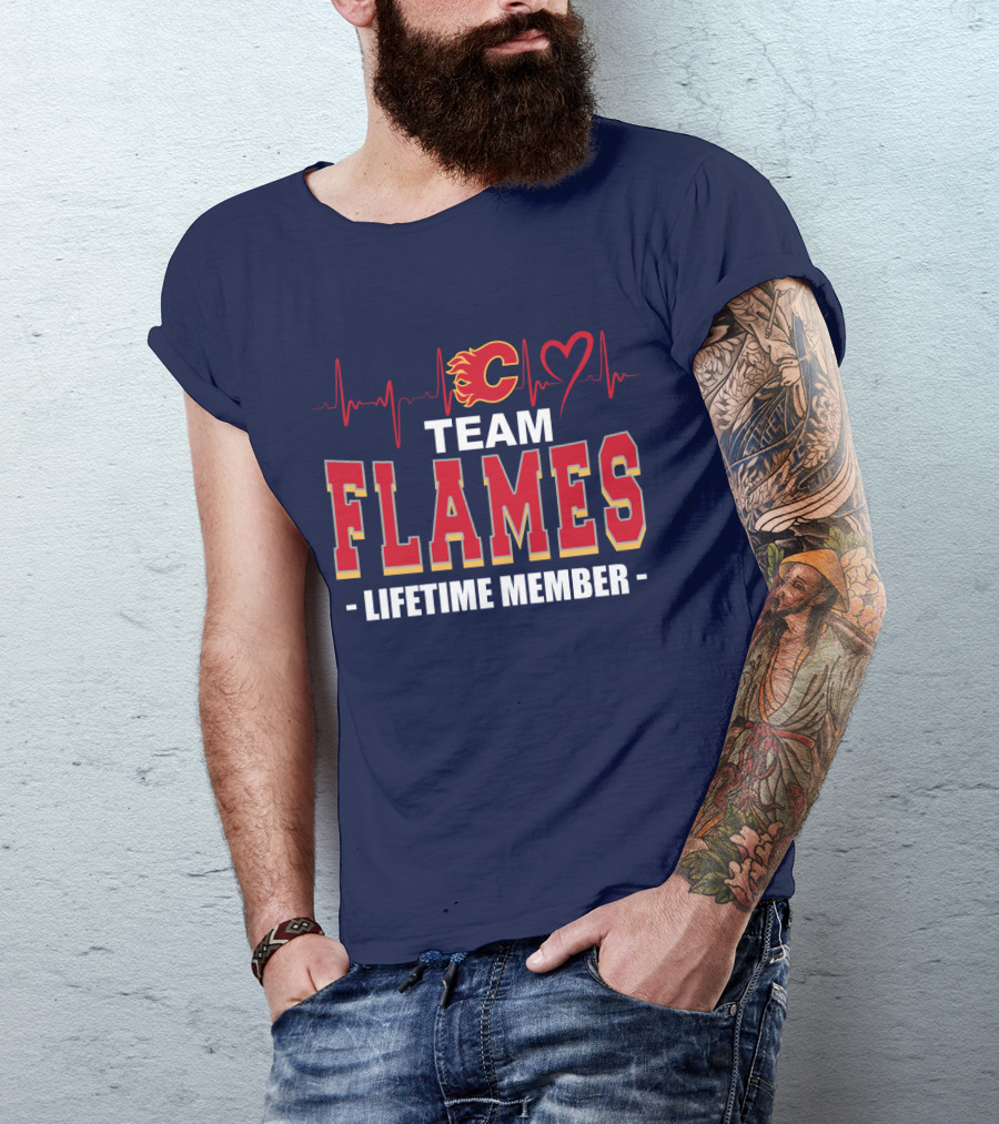 Team Calgary Flames Lifetime Member Heartbeat T-Shirt