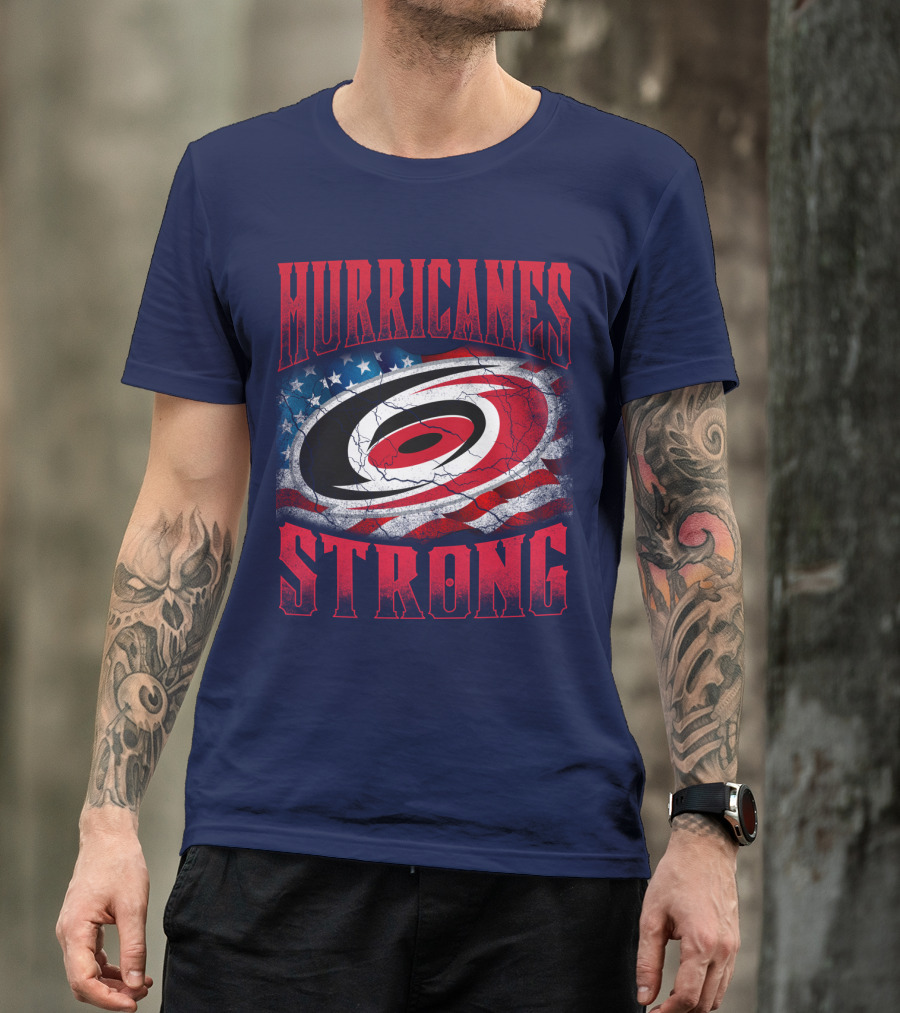 Carolina Hurricanes Strong American Flag T-Shirt