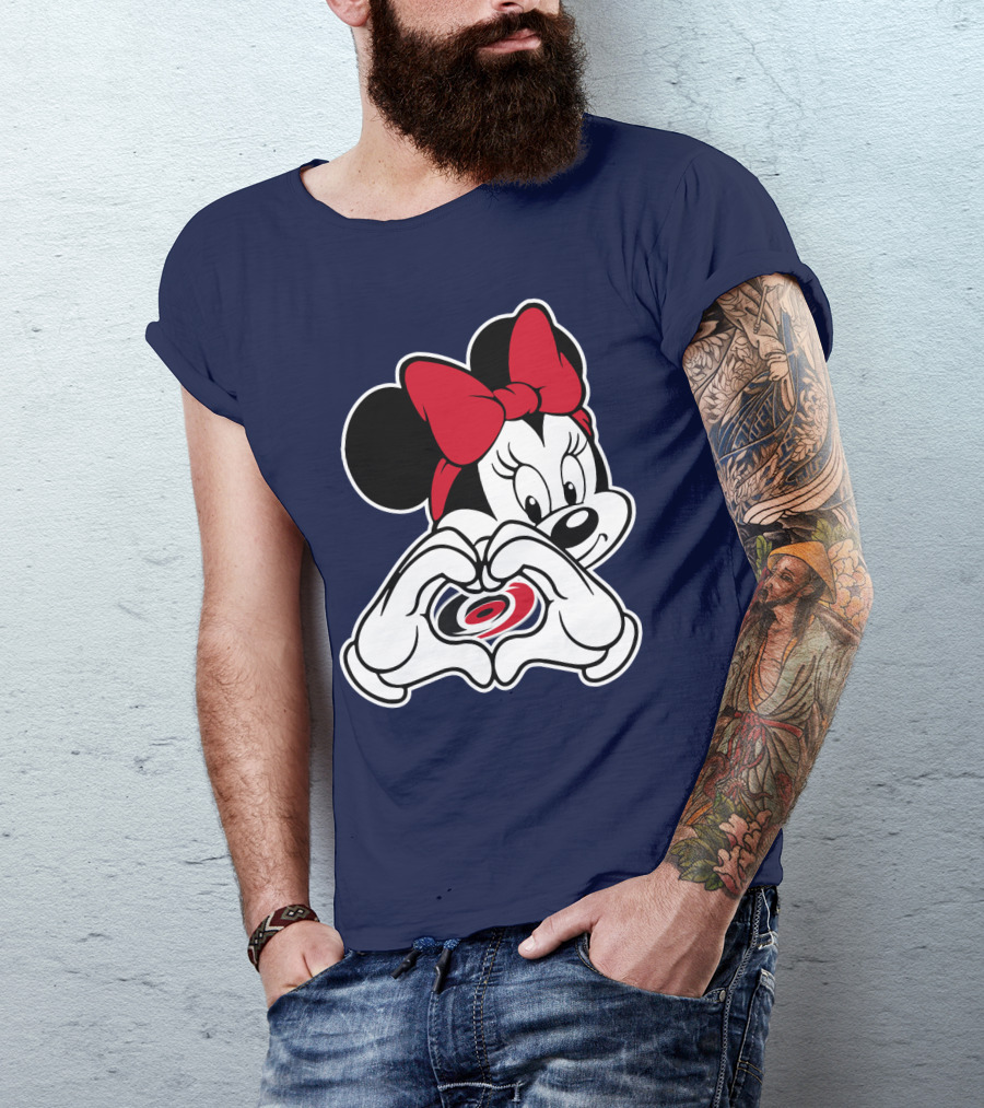 Carolina Hurricanes Minnie Mouse Heart Hands T-Shirt