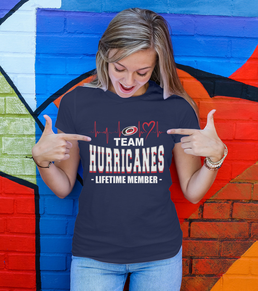 Team Hurricanes Lifetime Member Heartbeat Love T-Shirt