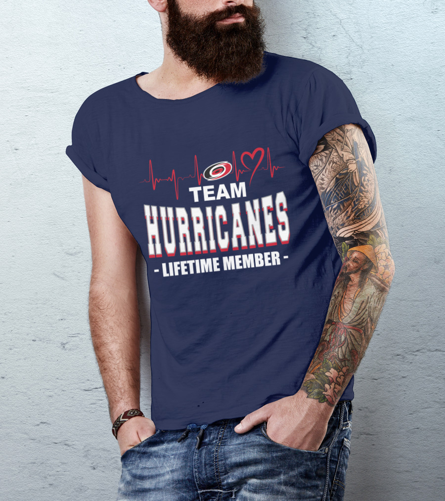 Team Hurricanes Lifetime Member Heartbeat Love T-Shirt