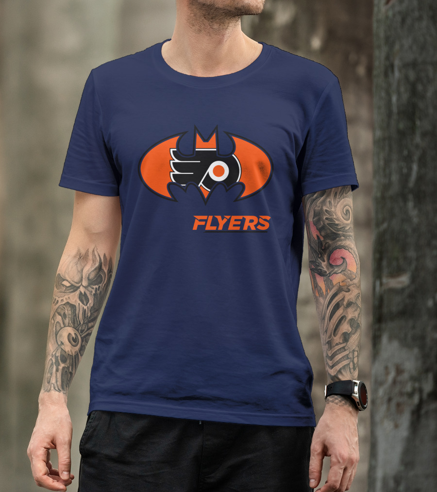 Philadelphia Flyers Batman Logo Crossover T-Shirt