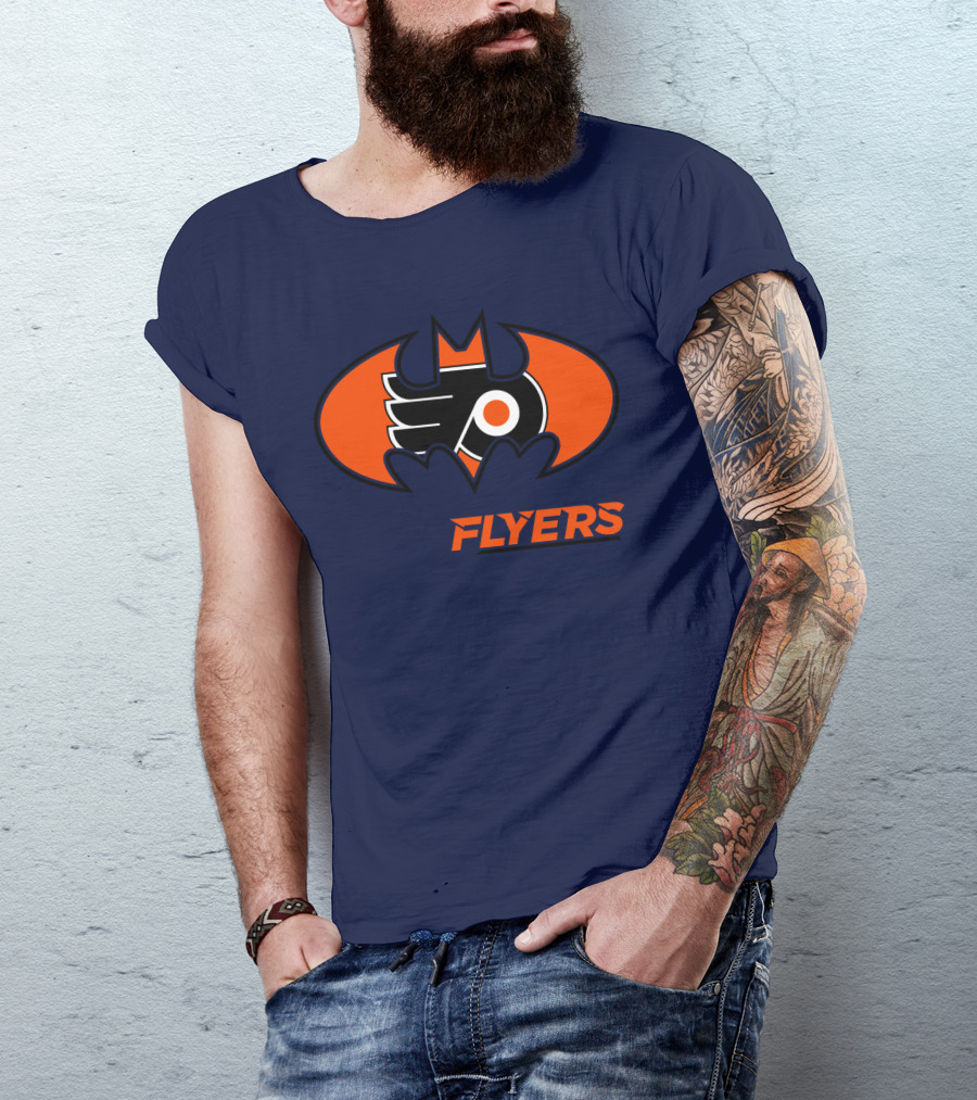 Philadelphia Flyers Batman Logo Crossover T-Shirt