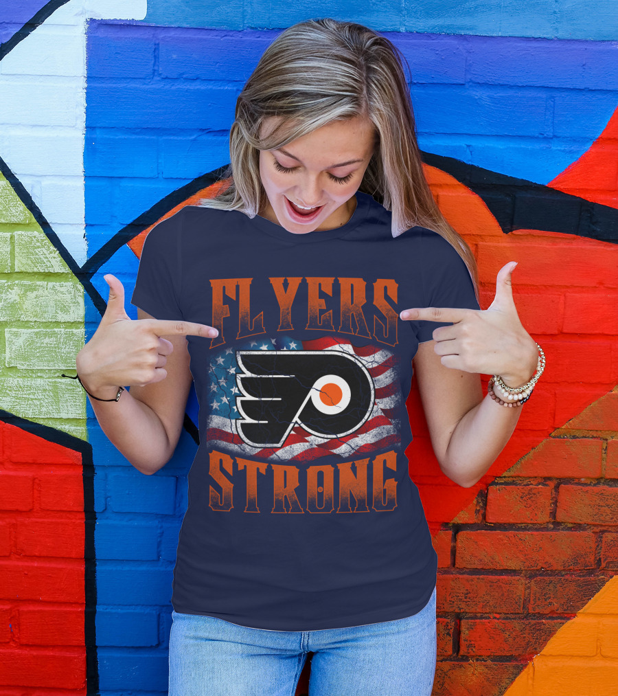 Flyers Strong Philadelphia American Flag T-Shirt