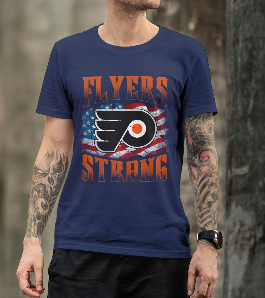 Flyers Strong Philadelphia American Flag T-Shirt