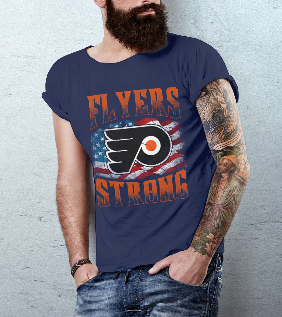 Flyers Strong Philadelphia American Flag T-Shirt