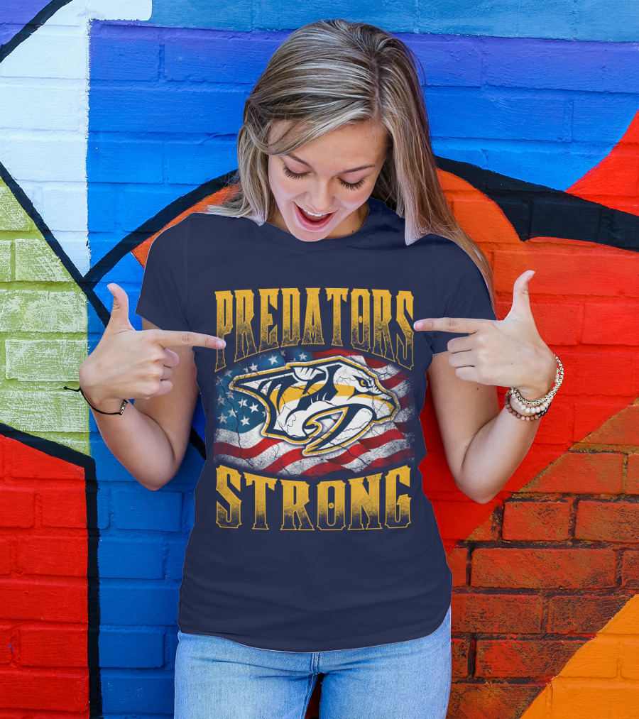 Predators Strong American Flag Nashville Predators T-Shirt
