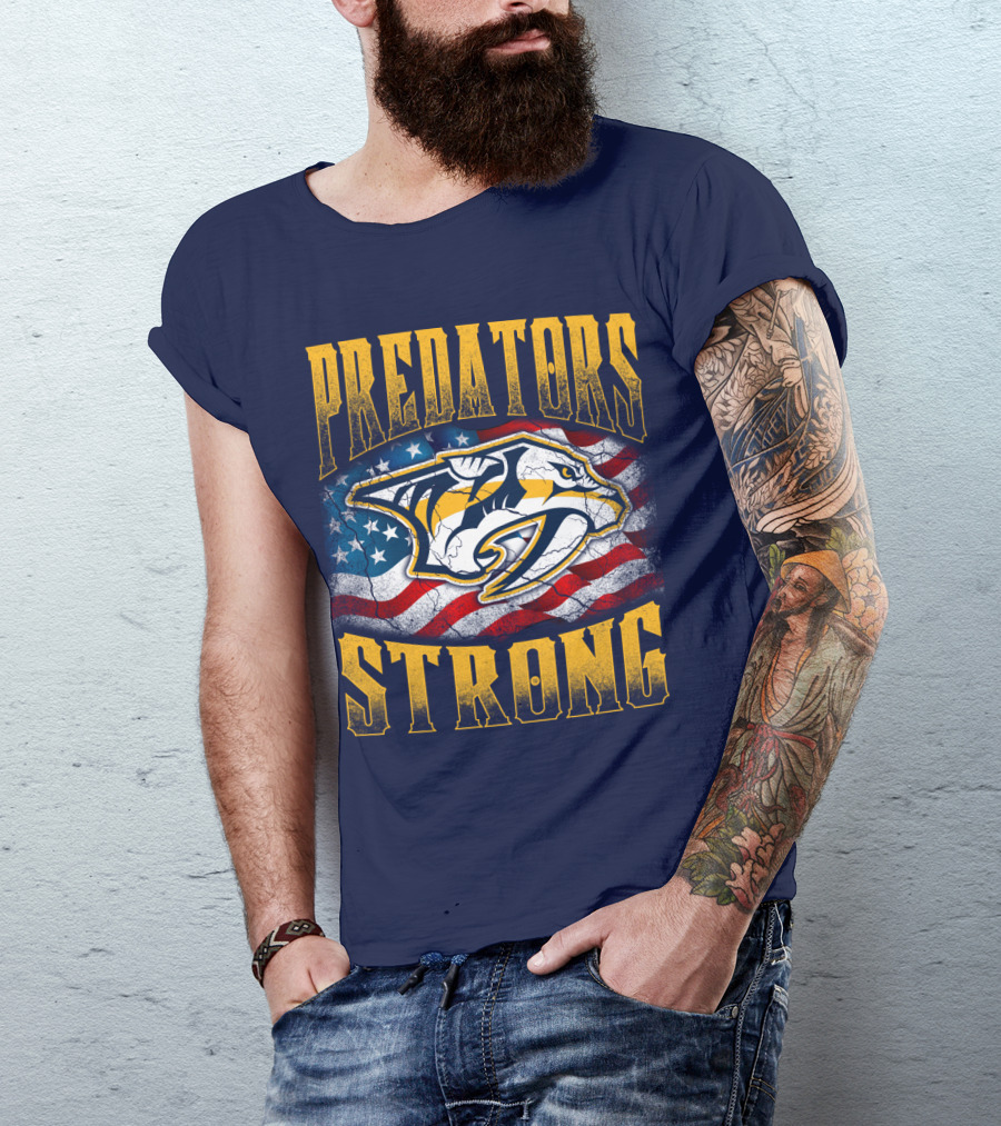 Predators Strong American Flag Nashville Predators T-Shirt