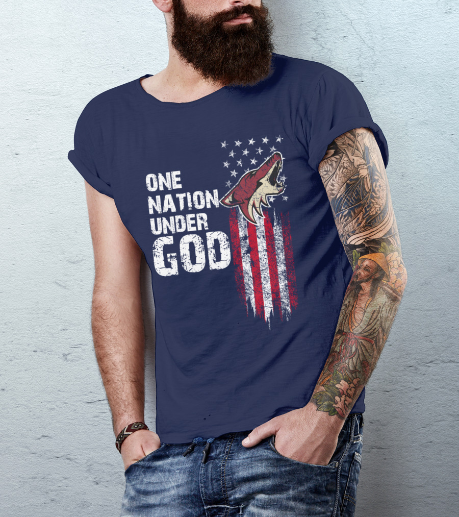 One Nation Under God Arizona Coyotes Usa Flag T-Shirt