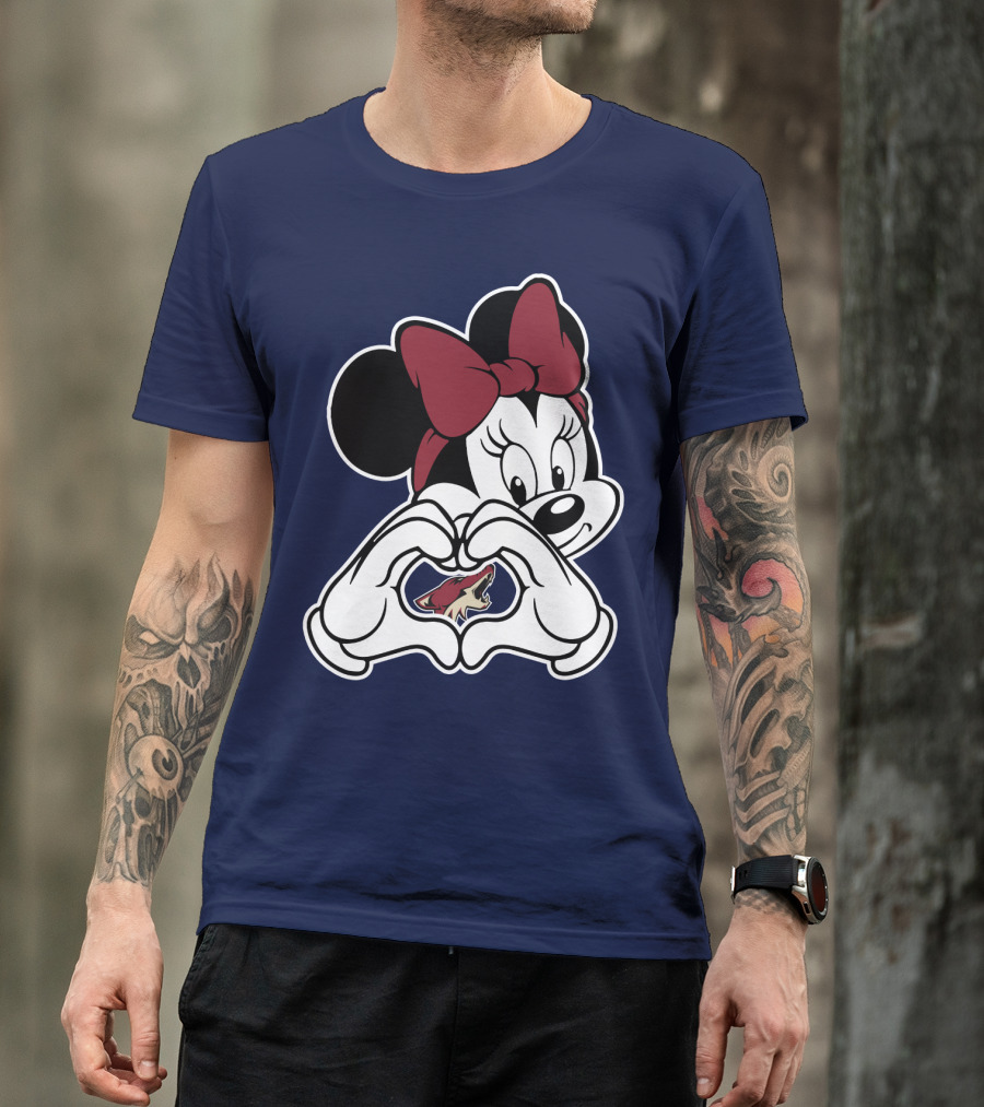 Minnie Mouse Arizona Coyotes Heart Hands T-Shirt