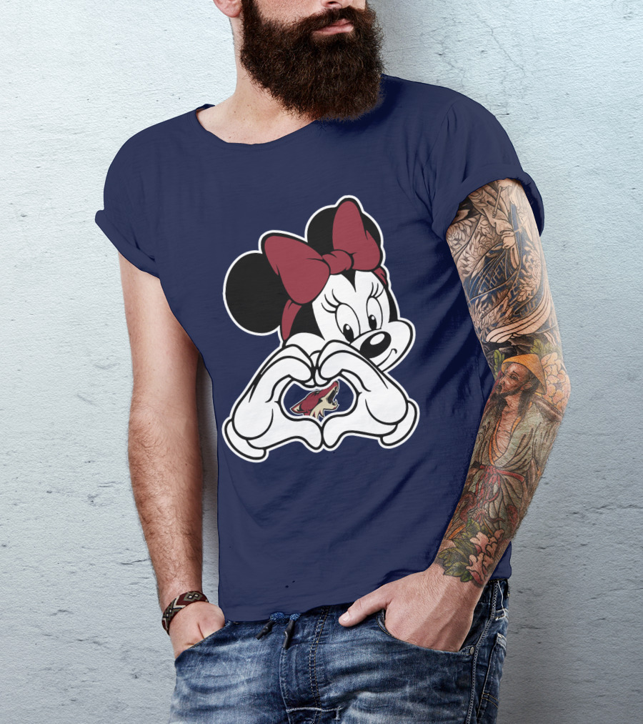 Minnie Mouse Arizona Coyotes Heart Hands T-Shirt