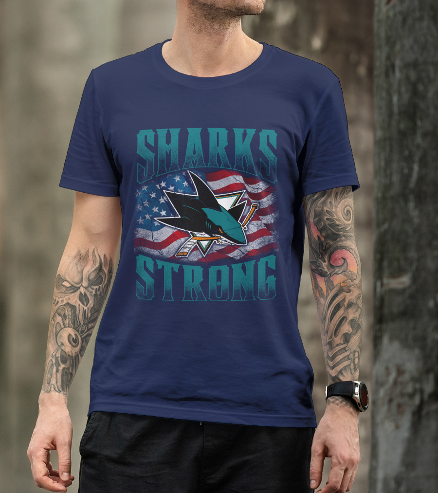 Sharks Strong American Flag San Jose Sharks T-Shirt