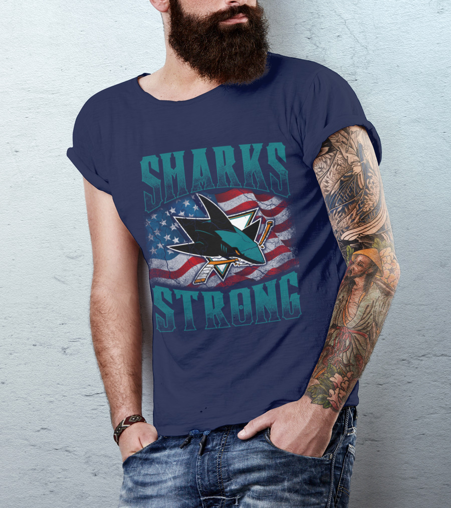 Sharks Strong American Flag San Jose Sharks T-Shirt