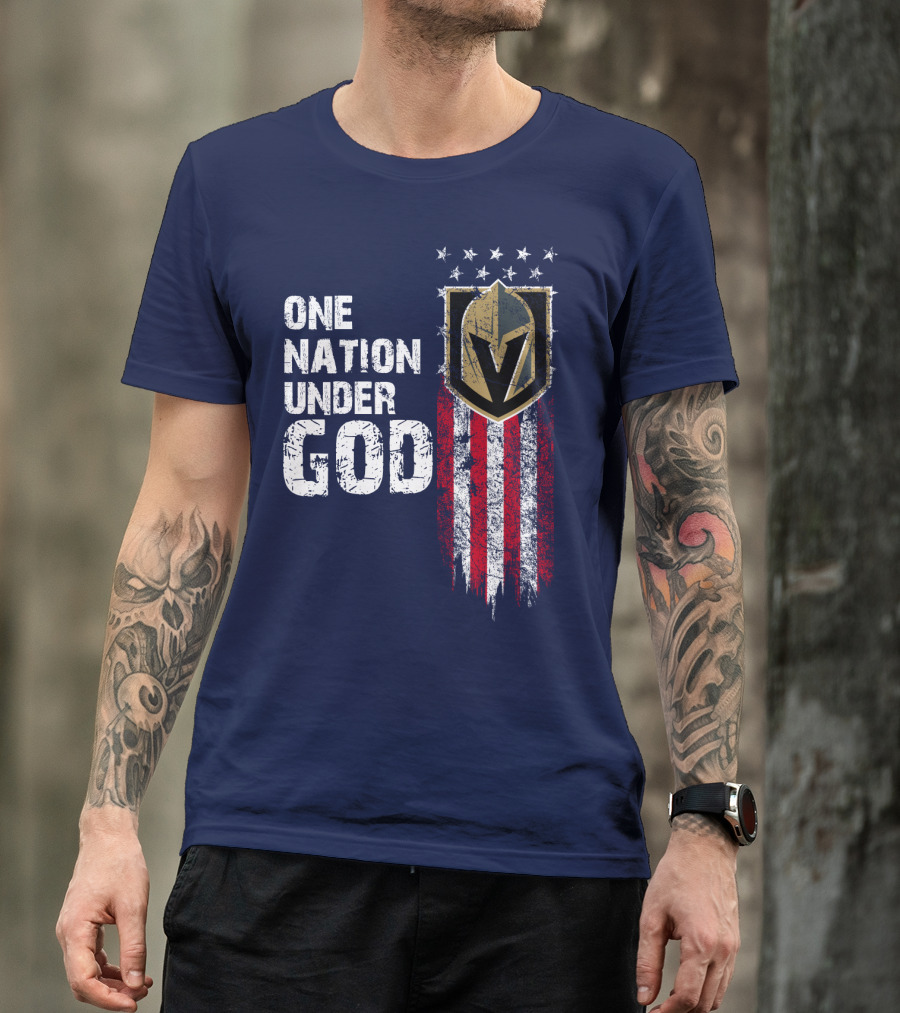 One Nation Under God Vegas Golden Knights Logo Stars And Stripes T-Shirt