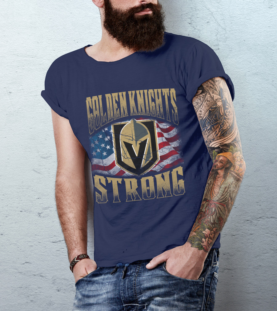 Golden Knights Strong American Flag T-Shirt