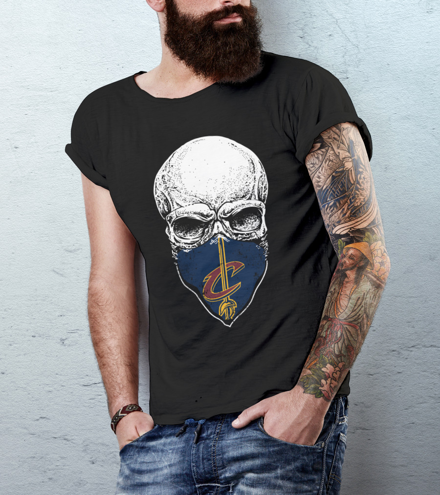 Cleveland Cavaliers Skull With C Logo On Face Mask T-Shirt