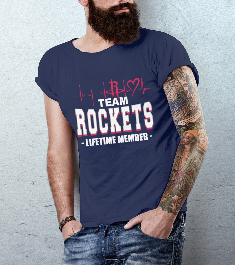 Team Rockets Lifetime Member Heartbeat Houston Rockets T-Shirt