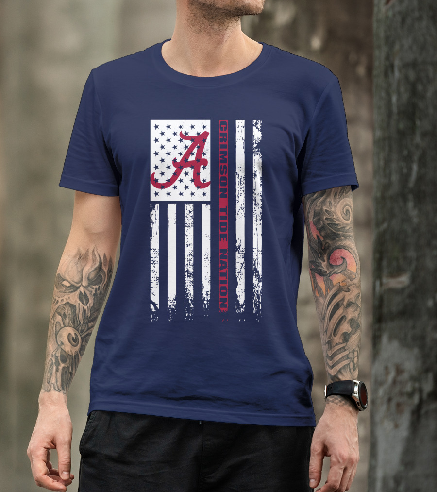 A Crimson Tide Nation Flag Stars Stripes Alabama T-Shirt