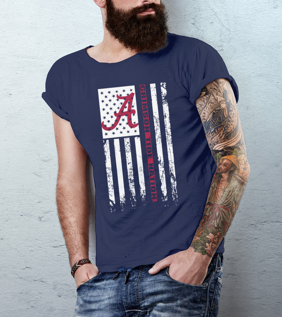 A Crimson Tide Nation Flag Stars Stripes Alabama T-Shirt