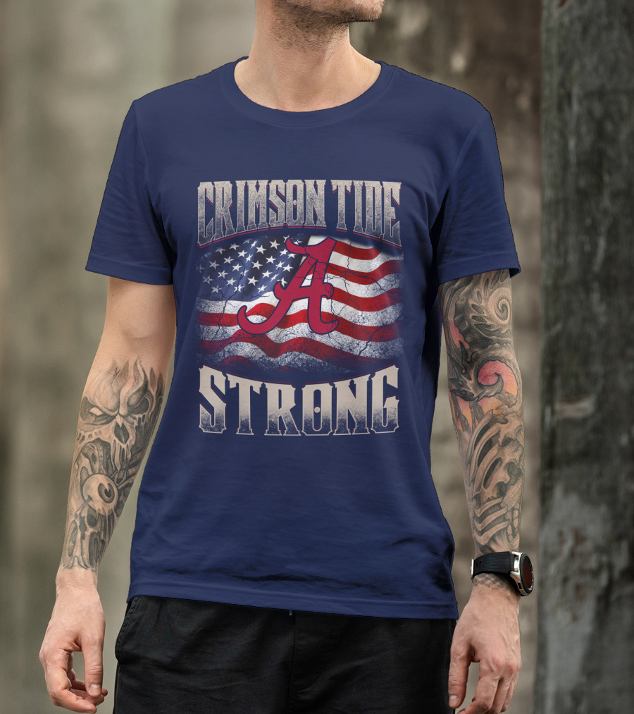 Crimson Tide Strong A American Flag T-Shirt