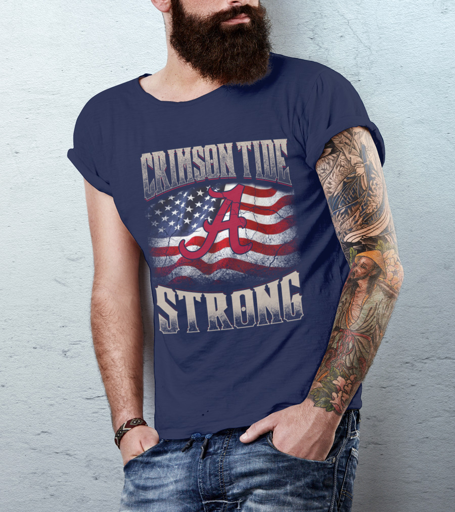 Crimson Tide Strong A American Flag T-Shirt