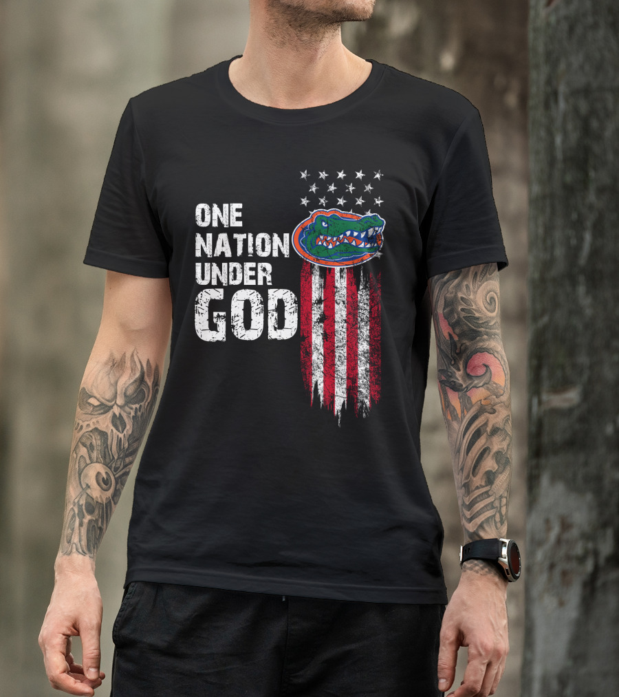 One Nation Under God Florida Gators American Flag Stars T-Shirt