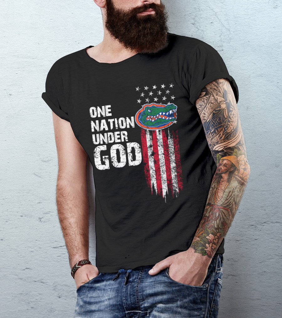 One Nation Under God Florida Gators American Flag Stars T-Shirt