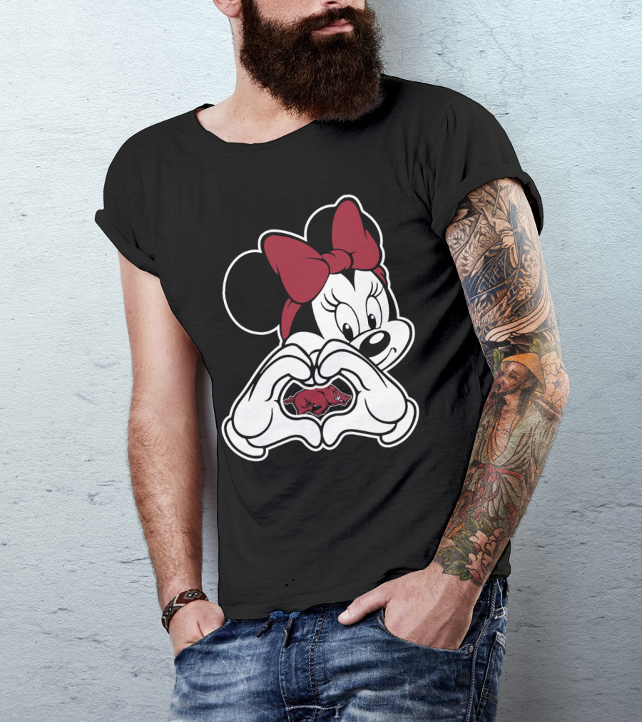 Minnie Mouse Heart Hands Arkansas Razorbacks T-Shirt