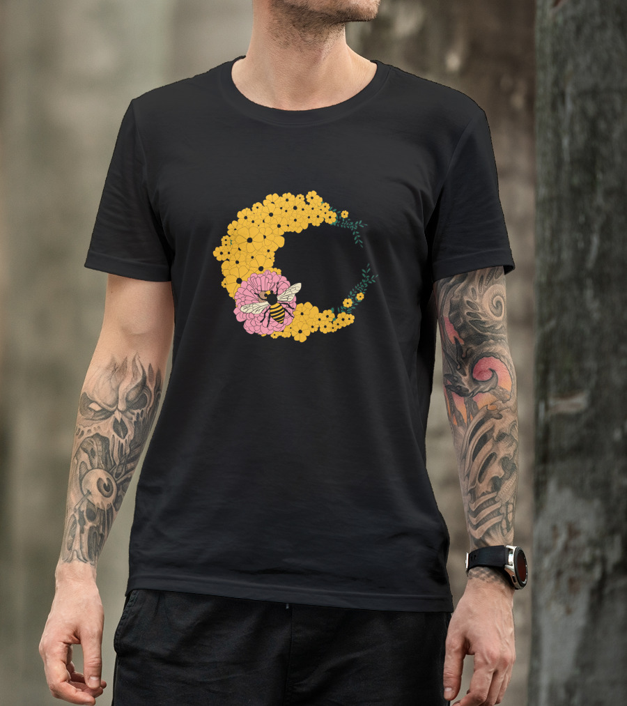 A Bee Has Got To Eat Among Vibrant Blossoms T-Shirt
