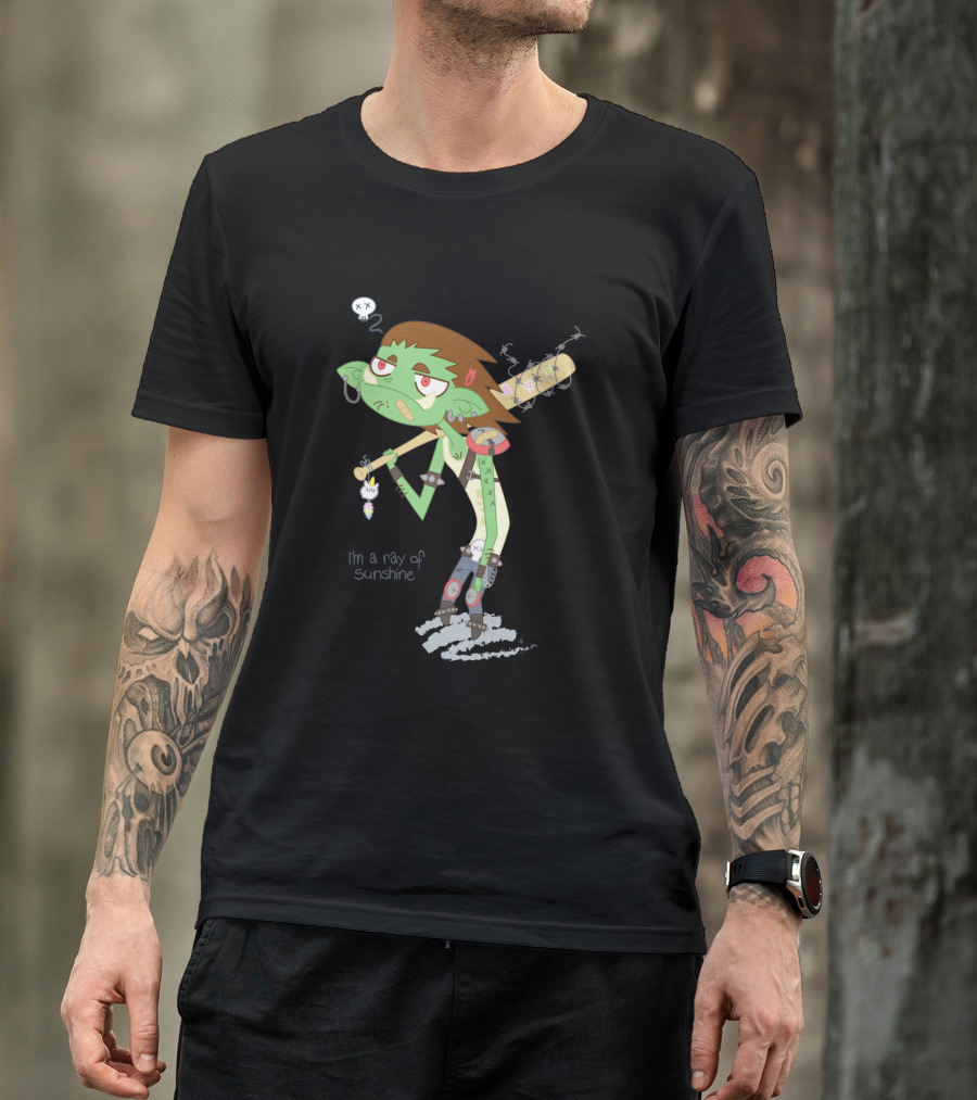 I'm A Ray Of Sunshine Happy Green Fellow Baseball Bat Cartoon Character T-Shirt