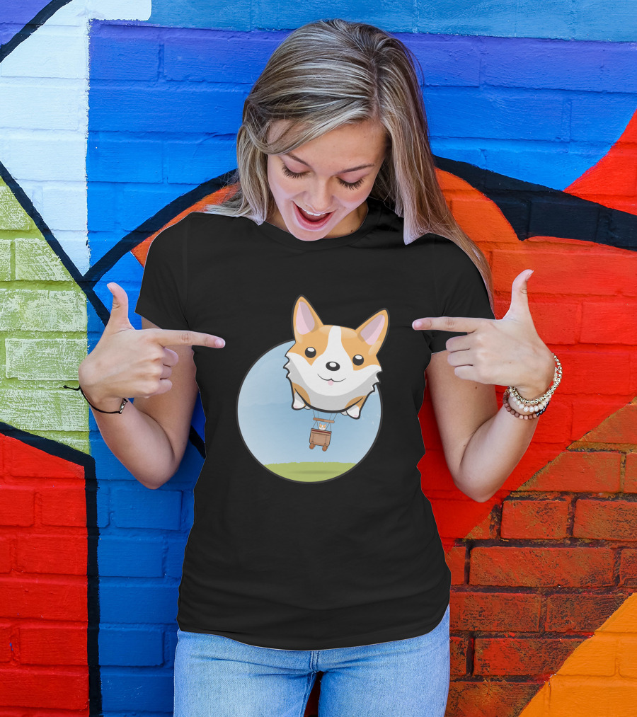Corgi Adventure With Balloon Basket Joyride T-Shirt