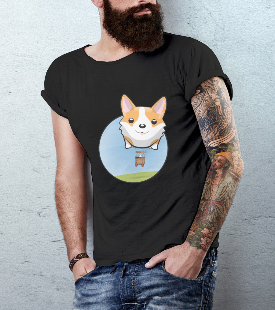 Corgi Adventure With Balloon Basket Joyride T-Shirt