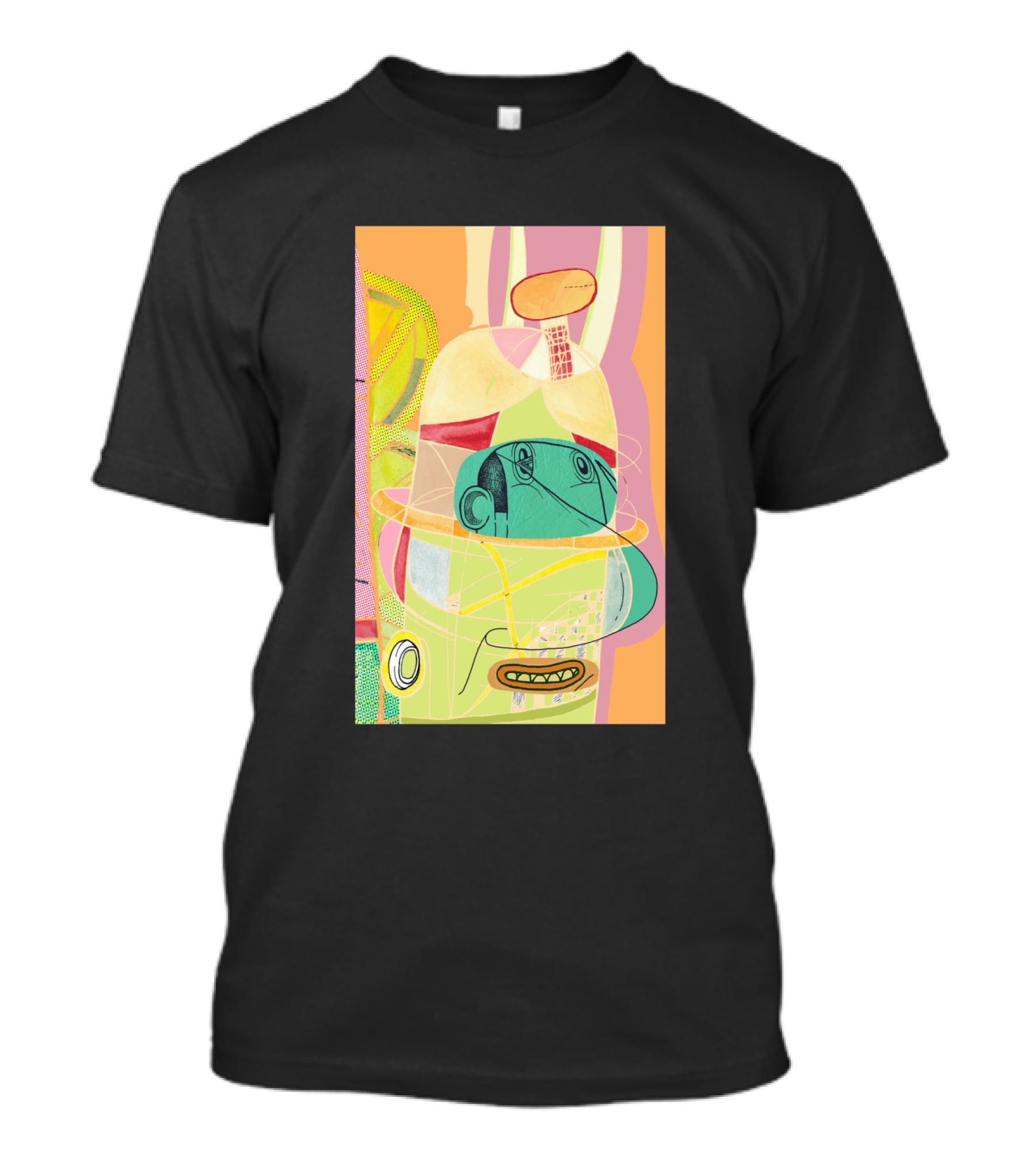 Another Fellow 37074 Abstract Geometric Face T-Shirt