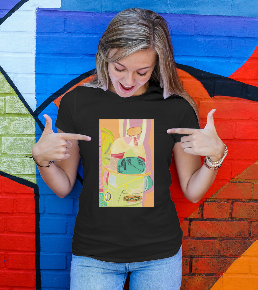 Another Fellow 37074 Abstract Geometric Face T-Shirt