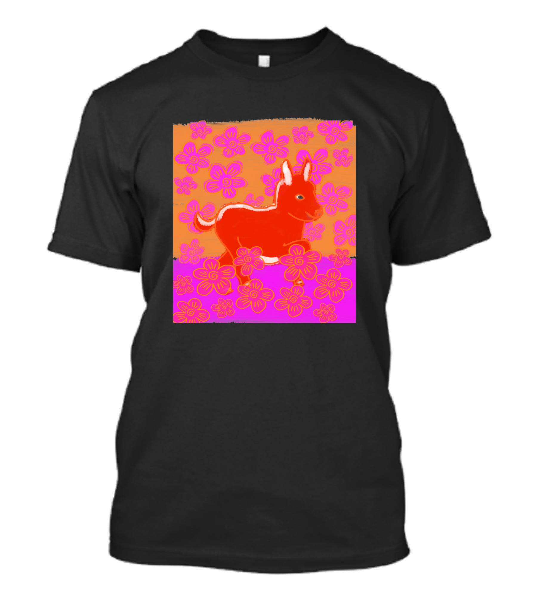 Baby Donkey In A Field Of Bright Pink Orange Flowers 1170477 T-Shirt