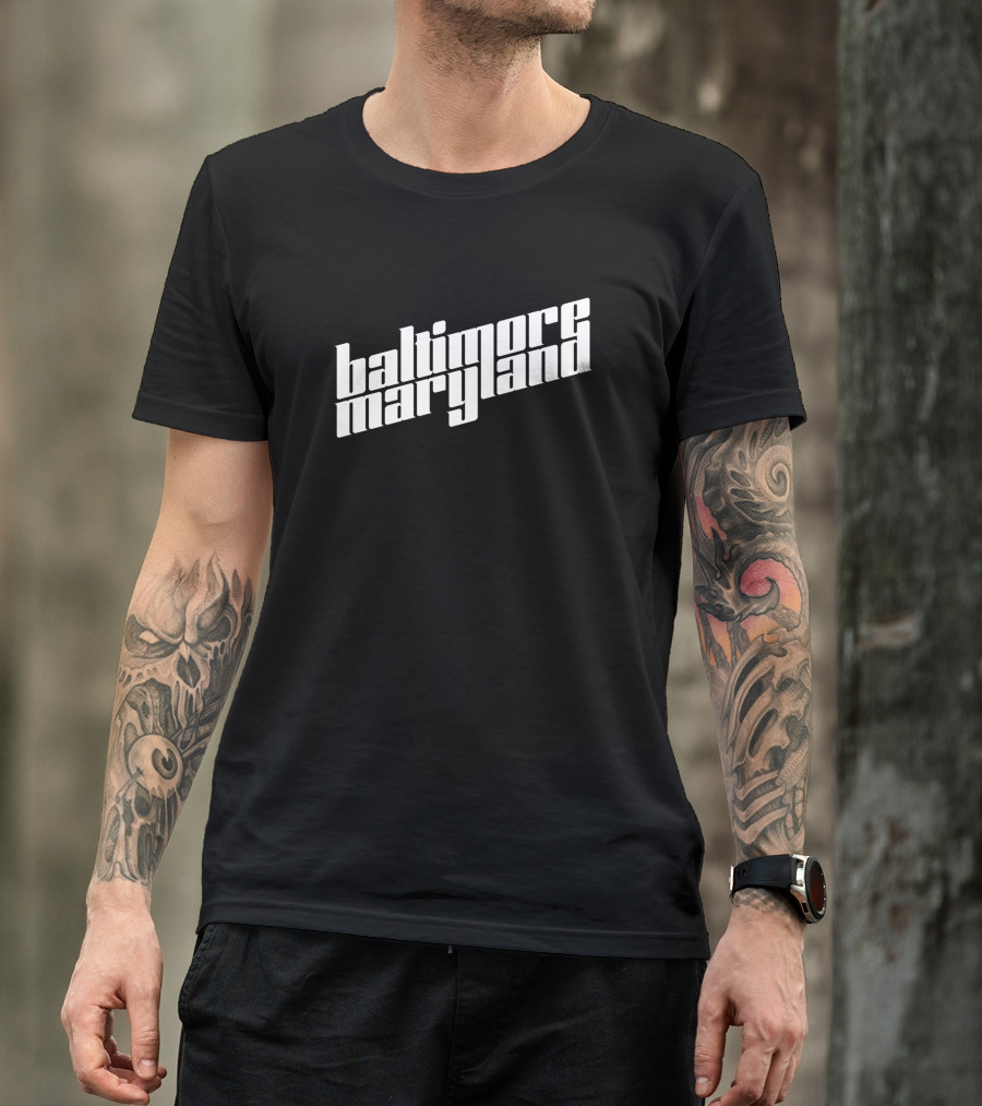 Baltimore Maryland White Typography 60043 T-Shirt