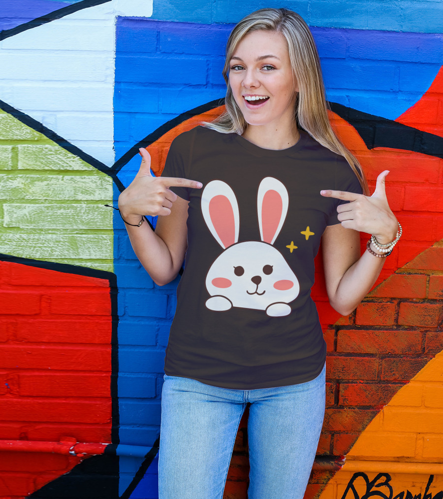 Cute Leveret Bunny Face With Sparkles T-Shirt