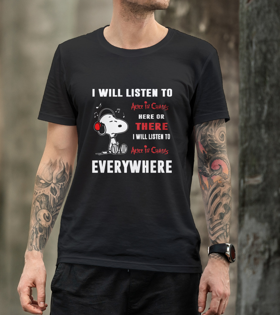 Alice In Chains There Snoopy Headphones T-Shirt