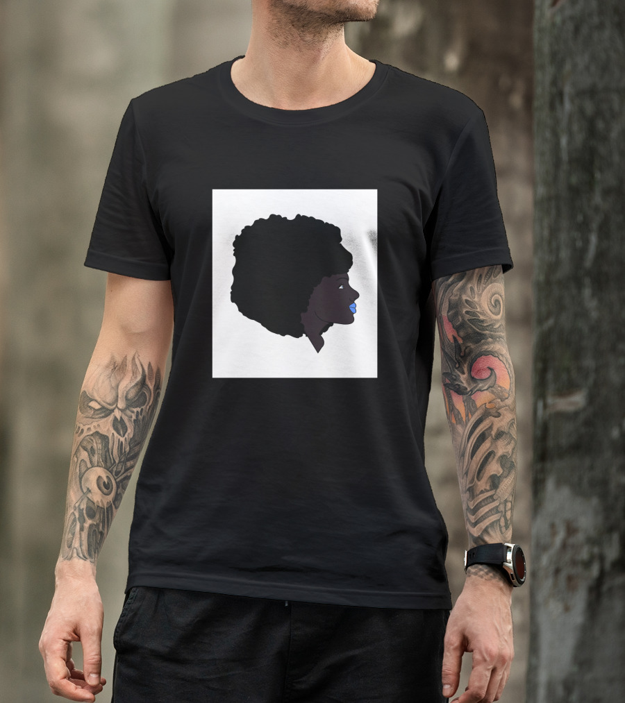 Afro Girl Silhouette With Blue Lips 751942 T-Shirt