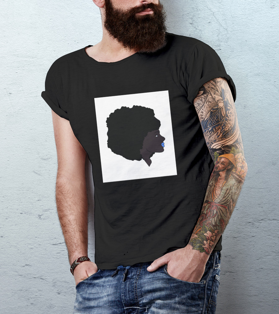 Afro Girl Silhouette With Blue Lips 751942 T-Shirt