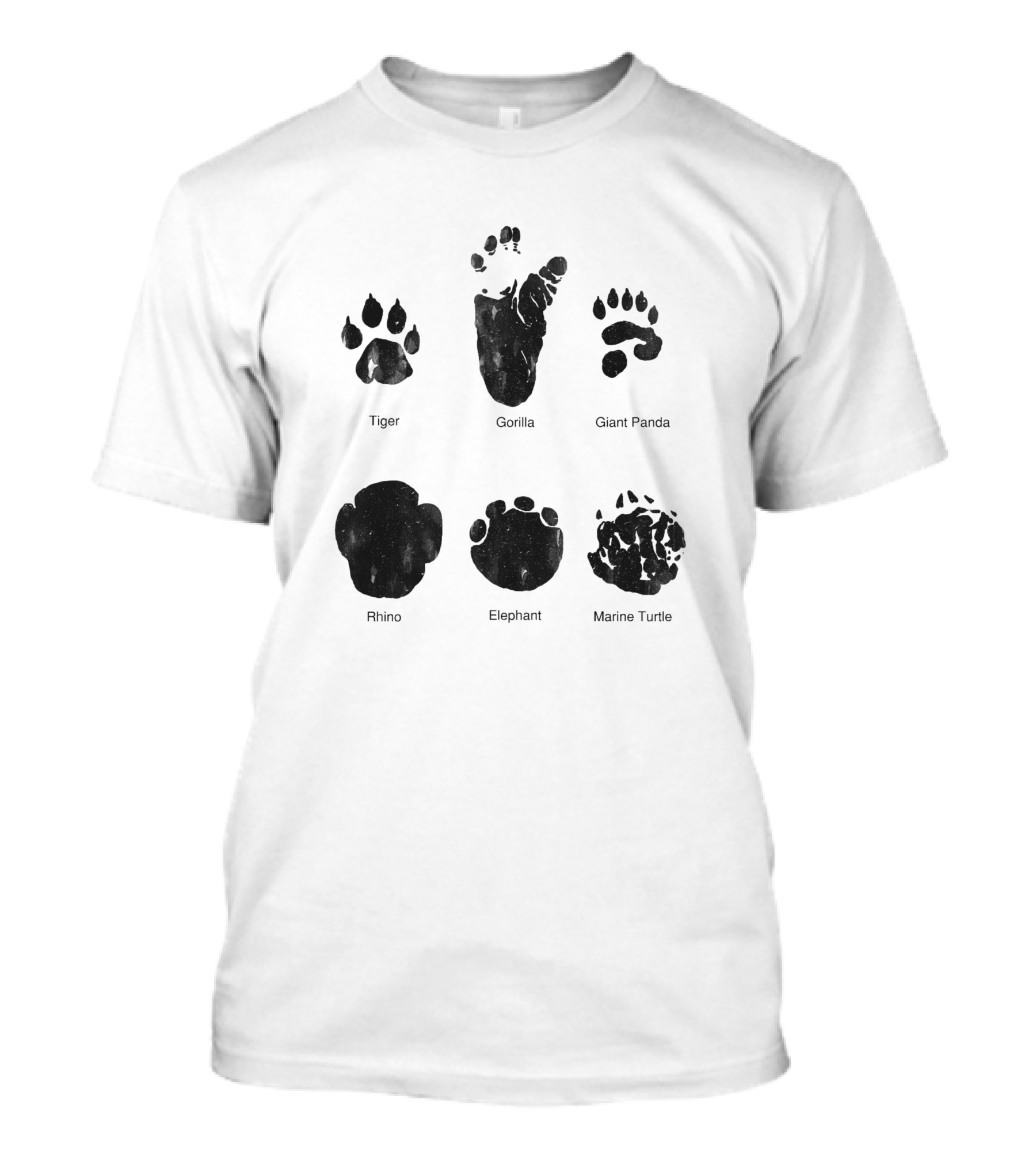 Tiger Goat Giant Panda Rhino Elephant Marine Turtle Animal Tracks 6456 T-Shirt