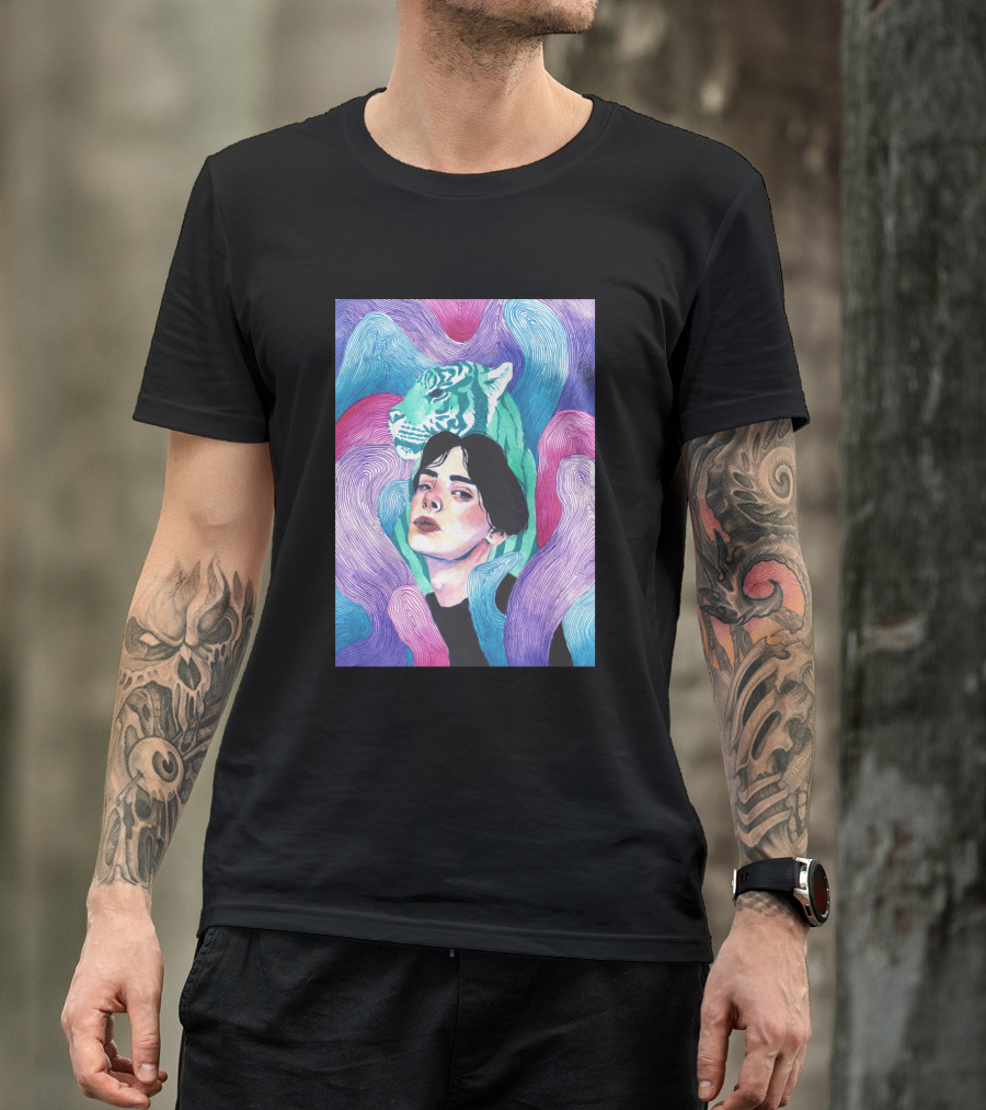 Aura 916131 Psychedelic Tiger And Portrait Fusion T-Shirt